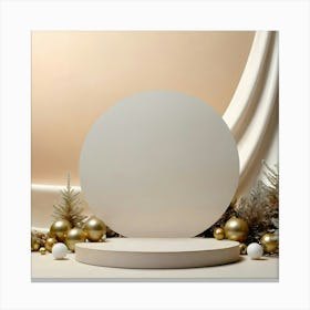White Circle With Gold Ornaments 3 Canvas Print