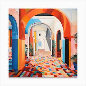 Bohemian Contemporary Art Print - Tropical & Colourful Archways Canvas Print