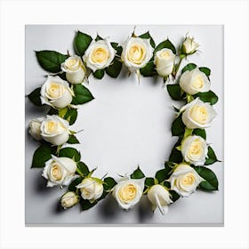 White Roses Wreath Canvas Print