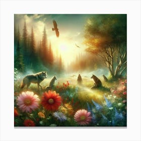 Wolf In The Forest 3 Canvas Print