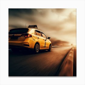 Taxi Cab On The Road Canvas Print