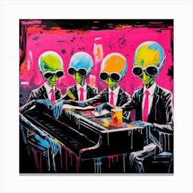 Aliens At The Piano Canvas Print