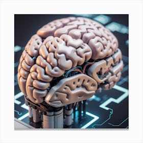 Brain On A Computer Canvas Print