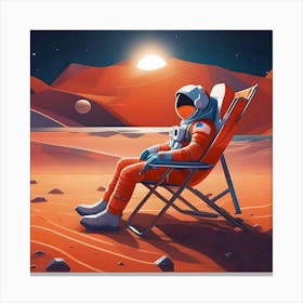 Astronaut On The Red Planet Canvas Print