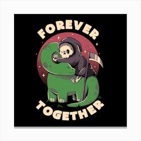 Forever Together - Cute Grim Reaper Dino Gift 1 Canvas Print