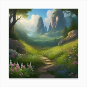 Path To Mountain Lake Canvas Print