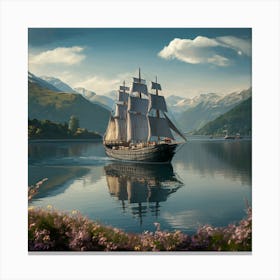 Sailing Ship In The Water Canvas Print
