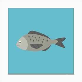 Gray Fish Icon In Flat Design Canvas Print