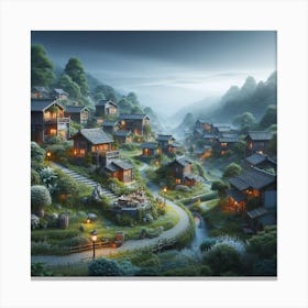 Village At Night Canvas Print