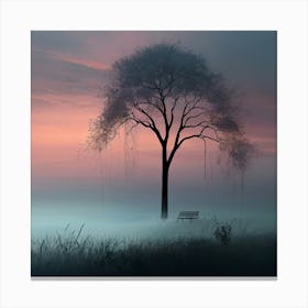 Lone Tree At Sunset Canvas Print