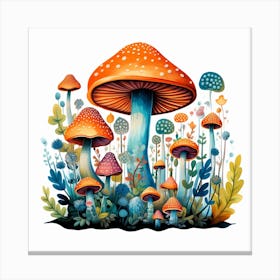 Mushrooms And Flowers 57 Canvas Print