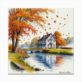 Watercolor View River Canvas Print