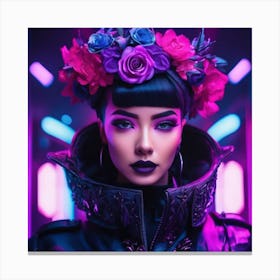 Neon Flower Girl Canvas Print