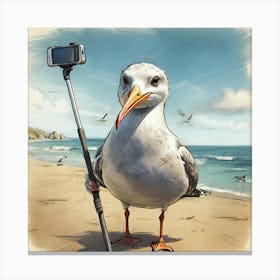 Seagull With A Camera Canvas Print