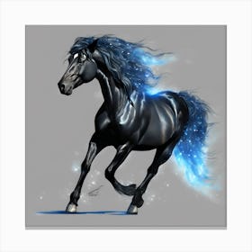 Black Horse With Blue Hair Canvas Print