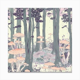 Mushrooms In The Forest 3 Canvas Print