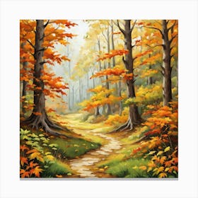 Forest In Autumn In Minimalist Style Square Composition 214 Canvas Print