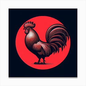 Rooster On Red Background Canvas Print