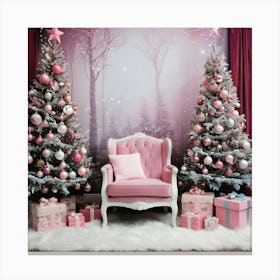 Pink Christmas Chair Canvas Print