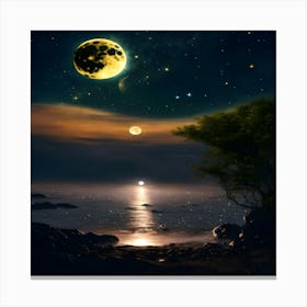 Moon And Stars Canvas Print