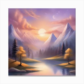 Landscape Painting Captivating soft expressions in the Spirit of Bob Ross Canvas Print