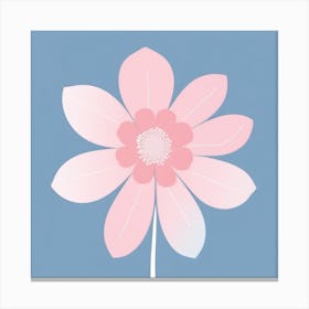 A White And Pink Flower In Minimalist Style Square Composition 137 Canvas Print