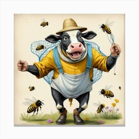 Cow With Bees 2 Canvas Print