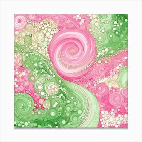 Pink And Green Swirls 4 Canvas Print