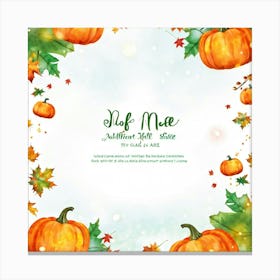 Autumn Sale Banner Watercolor Style Exploding With Vibrant Hues Of Pumpkin Orange And Leaf Green Canvas Print