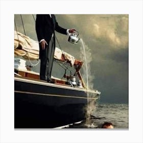 Man On A Boat Canvas Print