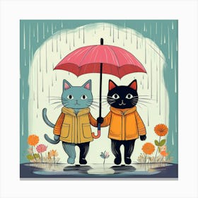 Cats in the rain Canvas Print