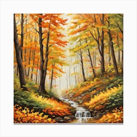 Forest In Autumn In Minimalist Style Square Composition 137 Canvas Print