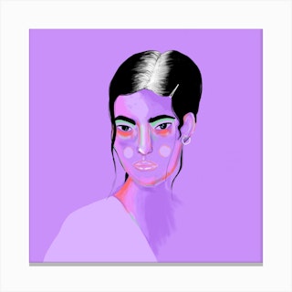 Purple Girl Square Canvas Print