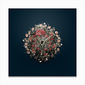 Vintage Guernsey Lily Flower Wreath on Teal Blue n.2508 Canvas Print