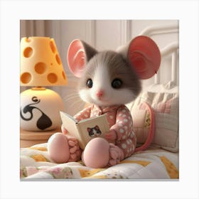 The mouse is reading a book 2 Canvas Print