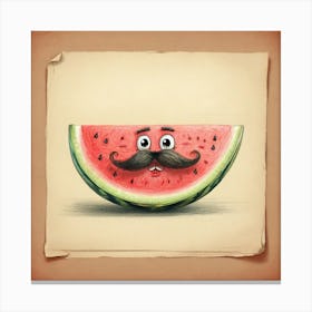 Watermelon With Mustache 1 Canvas Print