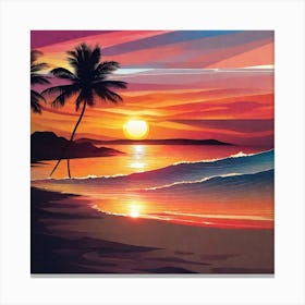 Sunset Beach Painting 2 Canvas Print