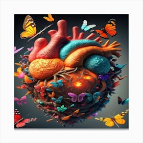 Heart With Butterflies Canvas Print