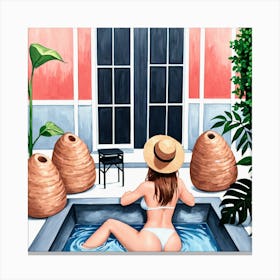 Girl In A Pool Canvas Print