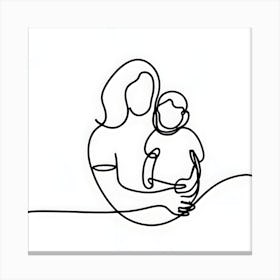 Mother And Child Line Art 2 Canvas Print
