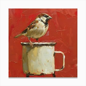 Sparrow In A Cup Canvas Print