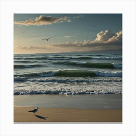 Seagull On The Beach Canvas Print