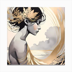 Woman In Gold And Silver Canvas Print