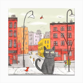 Cat On The Street Canvas Print