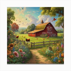 Farm in the Woods Canvas Print