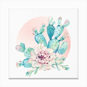 Cactus Sunset - Boho Watercolor Summer Canvas Print