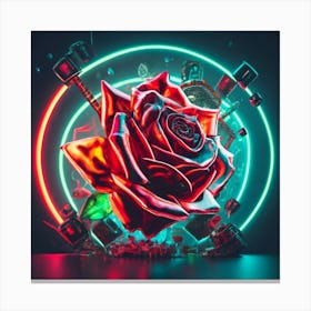 Neon Rose 1 Canvas Print