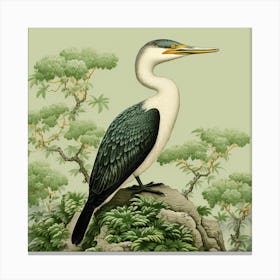 Ohara Koson Inspired Bird Painting Cormorant 3 Square Canvas Print