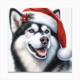 Husky Christmas Hat Leinwandbild