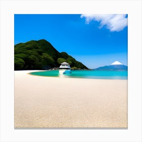 Azure Blue Sea And Mountain Canvas Print